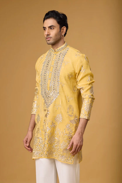 Golden Yellow Embroidered Kurta Set – Festive Wear | Mahavir NX