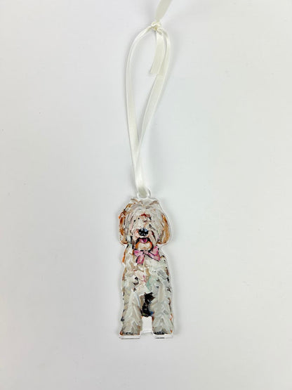 Goldendoodle Pink Bow Acrylic Ornament Home Decor in  at Wrapsody