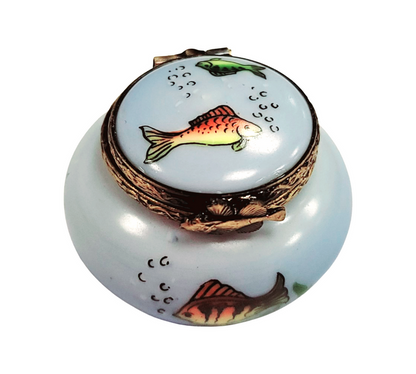 Retired Limoges Fish Bowl Treasure Porcelain Limoges fish French Trinket Box