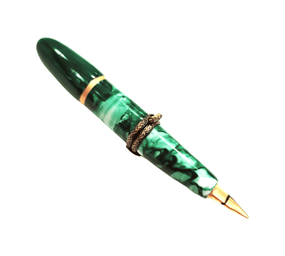 Green Elegance Fountain Pen Porcelain Limoges French Trinket Box