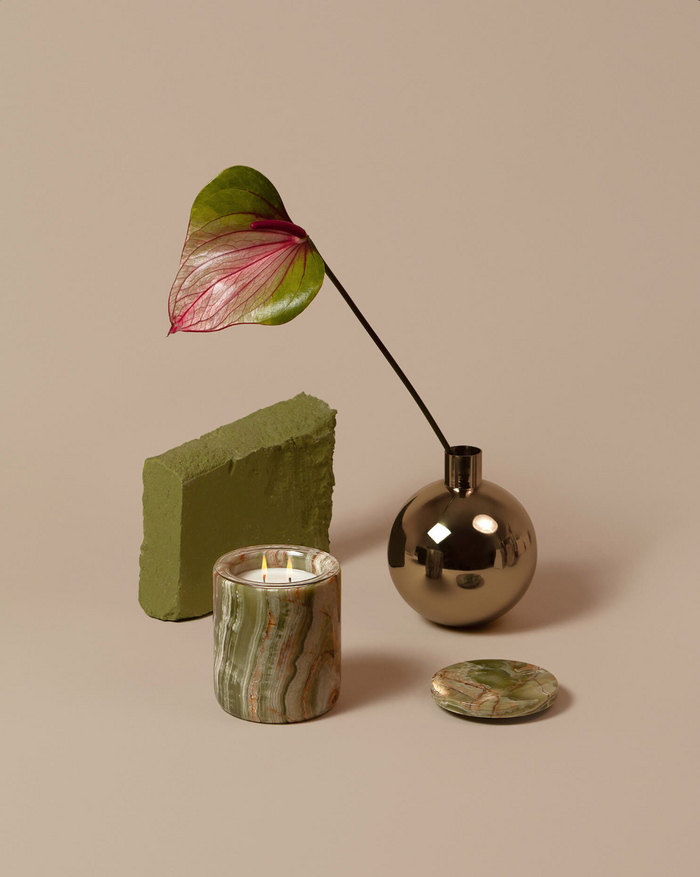 Green Onyx Candle Holder