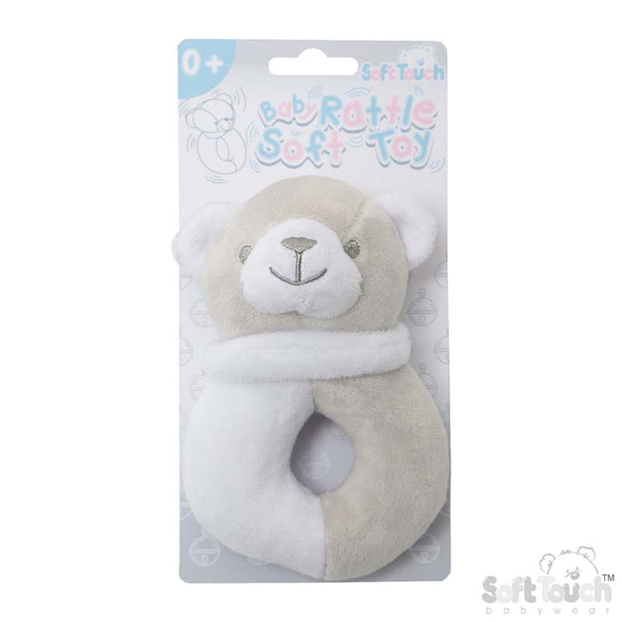 GREY BEAR RATTLE TOY (PK6) RT21-G