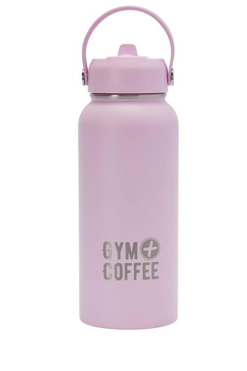 Gym+Coffee 1L Hydrate Bottle in Cotton Candy by Gym+Coffee in soft pink, shop the vendor at Dotique