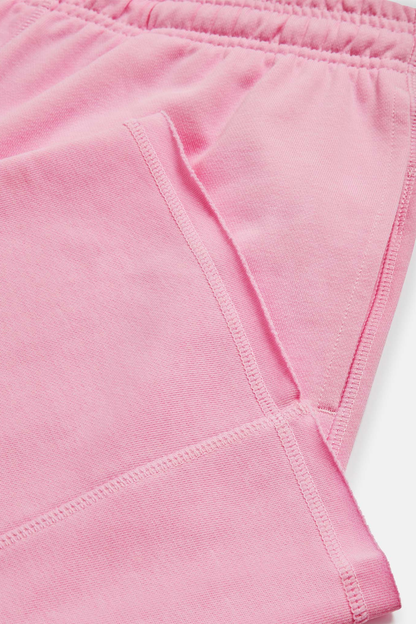 Close-up detail of Gym+Coffee Urban Wide Leg Jogger in Pink Blossom fabric and pocket by gym+coffee shop at Dotique