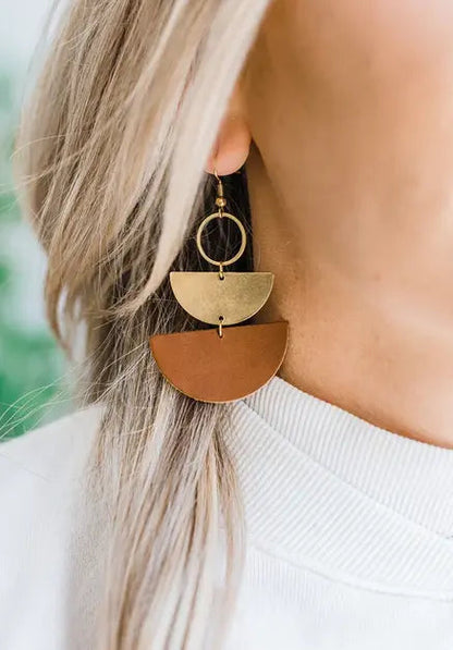 Half Moon Stacked Dangle Earrings Acorn Home + Apparel