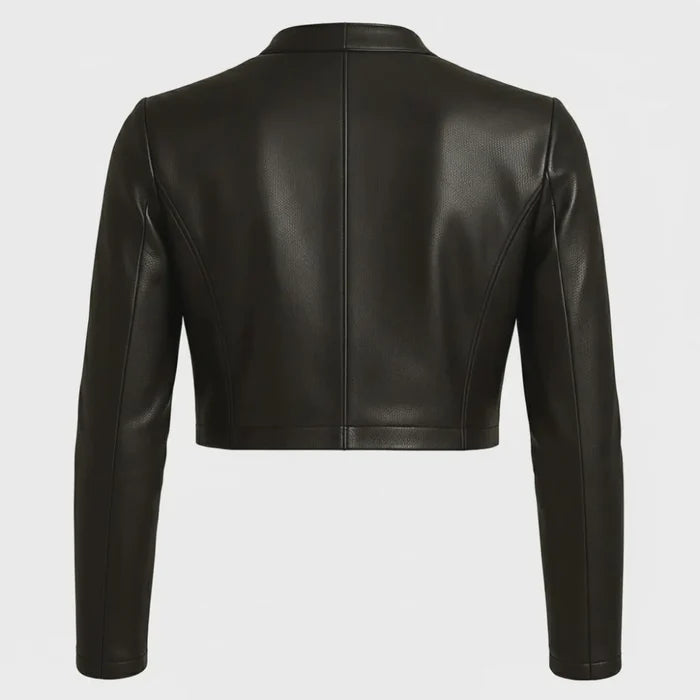 Handmade Women's Cropped Open-Front Bolero leather jacket women