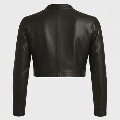 Handmade Women's Cropped Open-Front Bolero leather jacket women