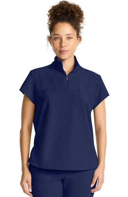 Women's Scrub Top Quarter Zip Navy Healing Hands MDF Instruments HH752