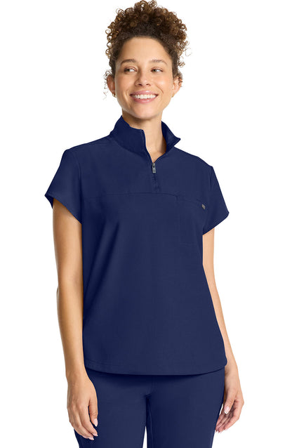 Women's Scrub Top Quarter Zip Navy Healing Hands MDF Instruments HH752