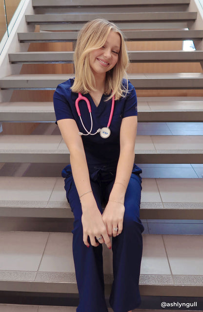 Women's Scrub Pants Straight Leg Cargo Navy Healing Hands Quest Brandy Medical Apparel MDF Instruments HH755