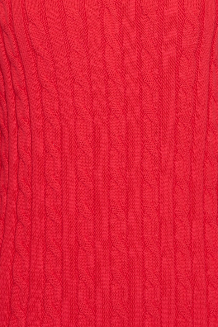 Close-up of the cable knit texture on the HV Society HVSAva Red Jumper, shop HV Society at Dotique.
