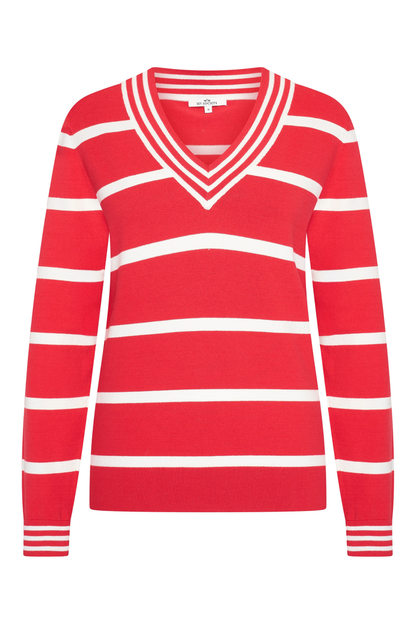 HV Society HVSBella Red Jumper with bold red and white stripes available to shop the vendor HV Society at Dotique