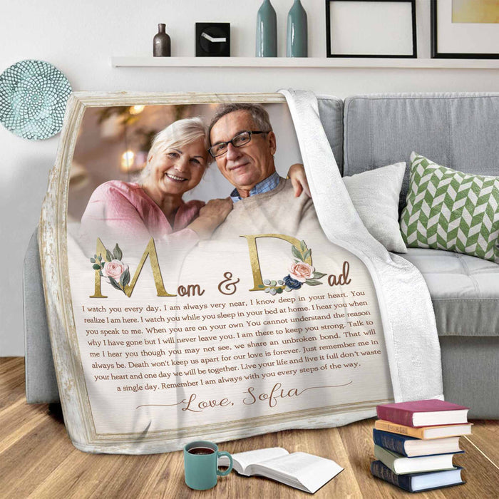 I Never Left You Memorial Blankets With Pictures, Personalized Memory Blankets, Sympathy Throw Blankets