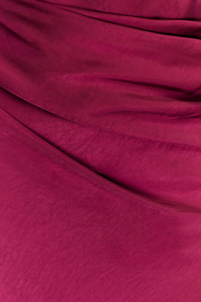 Iris Long Sleeve Satin Maxi Dress - Mahogany