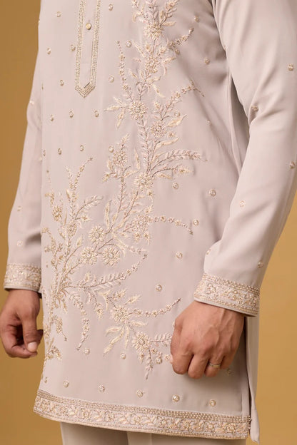 Ivory Luxury Ethnic Kurta Set for Men – Full Length View | Mahavir NX