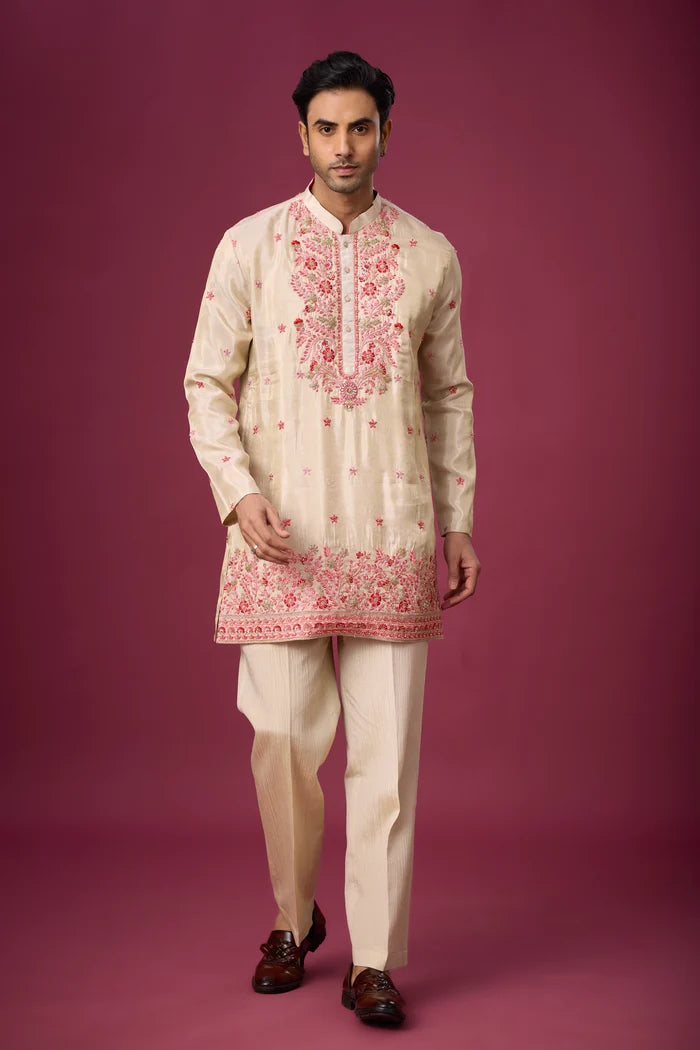 Kurta Set for Men Under 10000 – Ivory Rose Floral Ethnic Wear | Mahavir NX