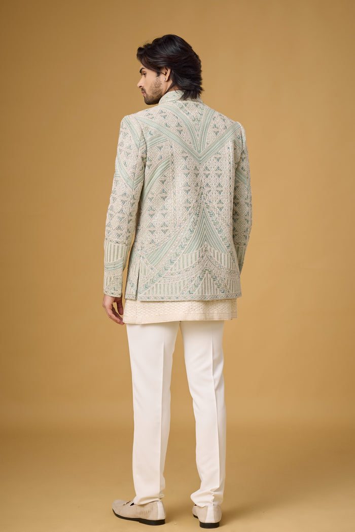 Ivory Royale jacket kurta trouser set