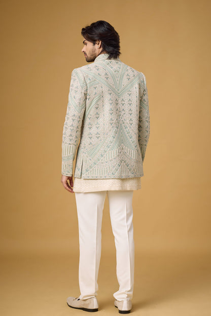 Ivory Royale jacket kurta trouser set