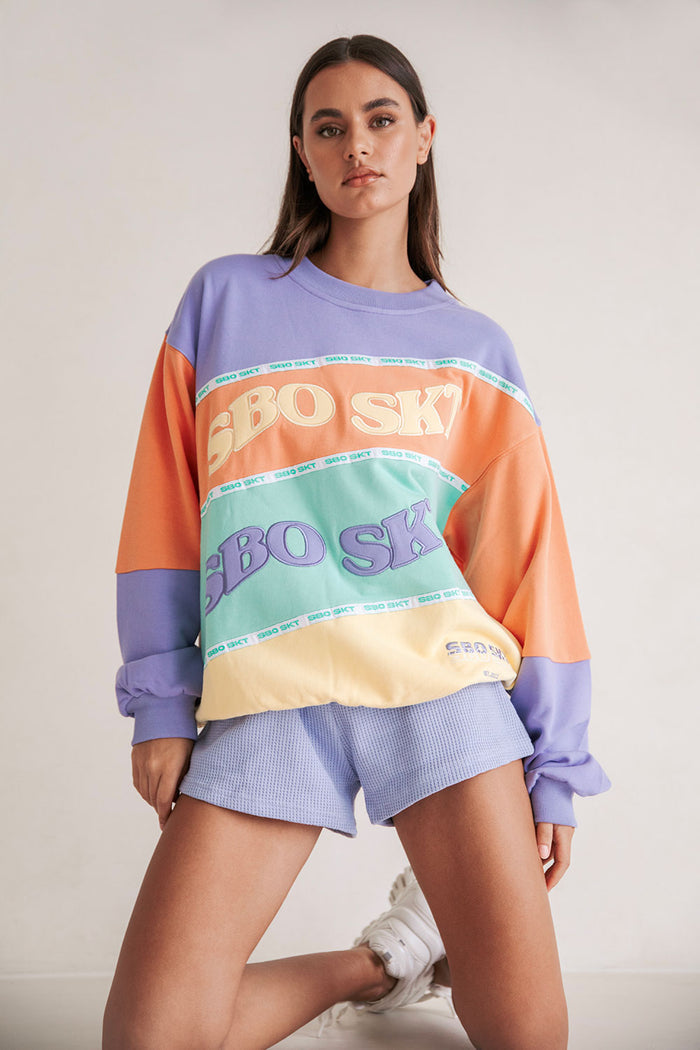 Jessie Oversized Vintage Sweater - Yellow Purple Orange