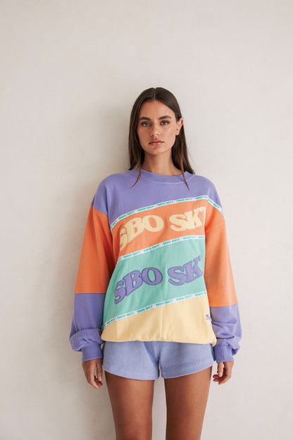 Jessie Oversized Vintage Sweater - Yellow Purple Orange