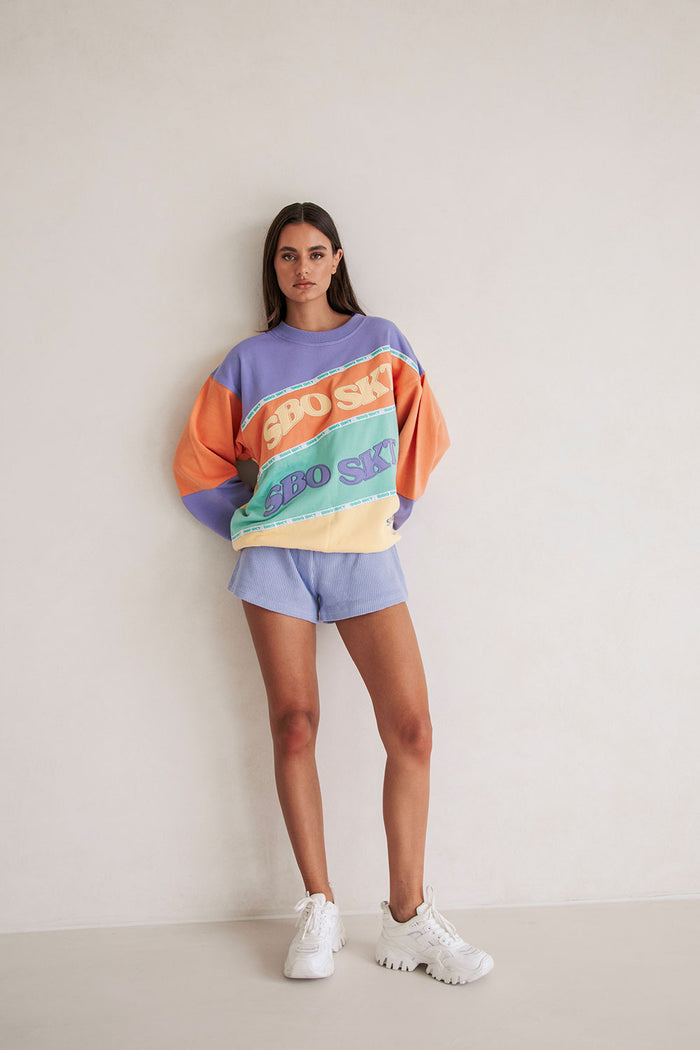 Jessie Oversized Vintage Sweater - Yellow Purple Orange