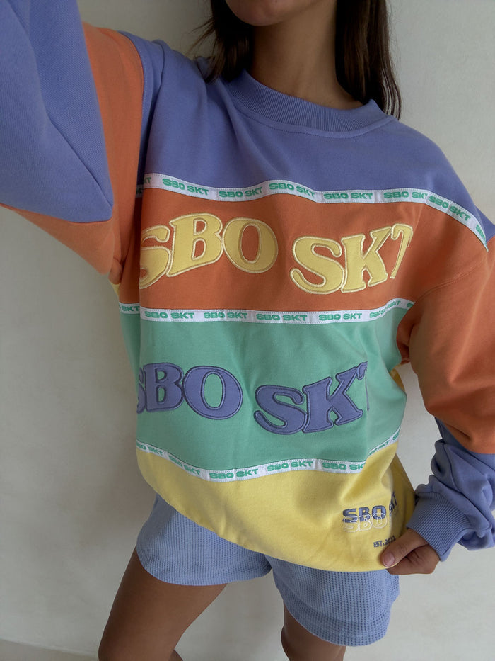 Jessie Oversized Vintage Sweater - Yellow Purple Orange