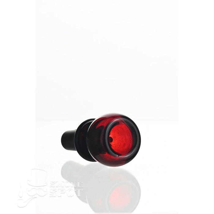 Side View of Joe Madigan Stardust Red Round Bowl Black Fitting 14 mm - Smoke Spot Glass