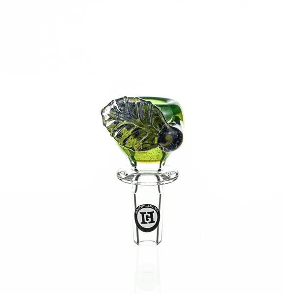 Joe Madigan Teal Blue Glass Bowl with Lollipop Leaf Design - Smoke Spot Smoke Shop