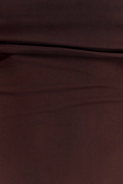 Josie Off Shoulder Mesh Maxi Dress - Dark Brown