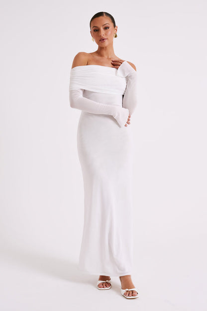 Josie Off Shoulder Mesh Maxi Dress - Ivory