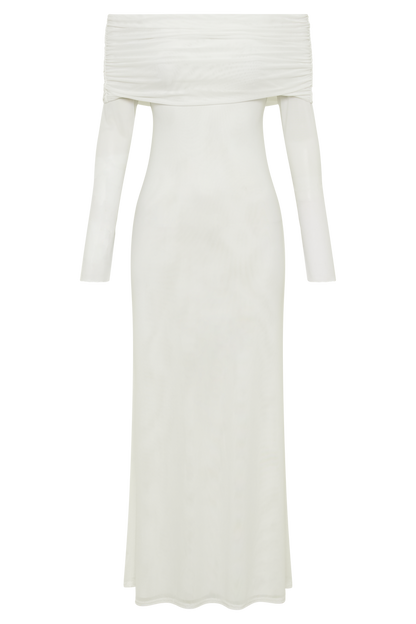 Josie Off Shoulder Mesh Maxi Dress - Ivory