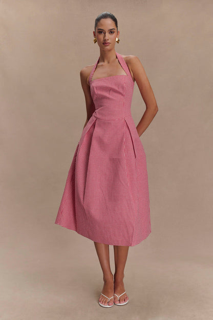 Juana Halter Midi Dress - Red Gingham
