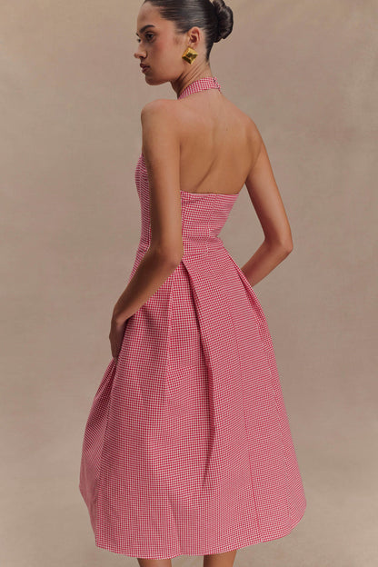 Juana Halter Midi Dress - Red Gingham