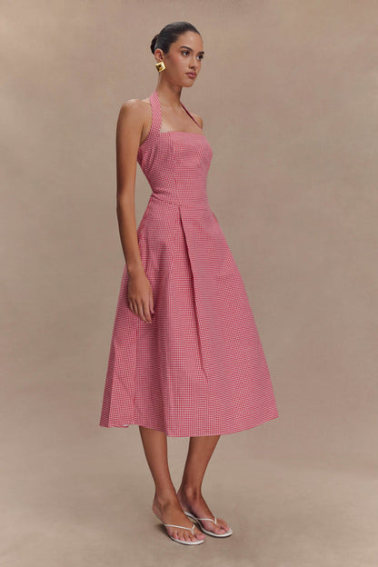 Juana Halter Midi Dress - Red Gingham