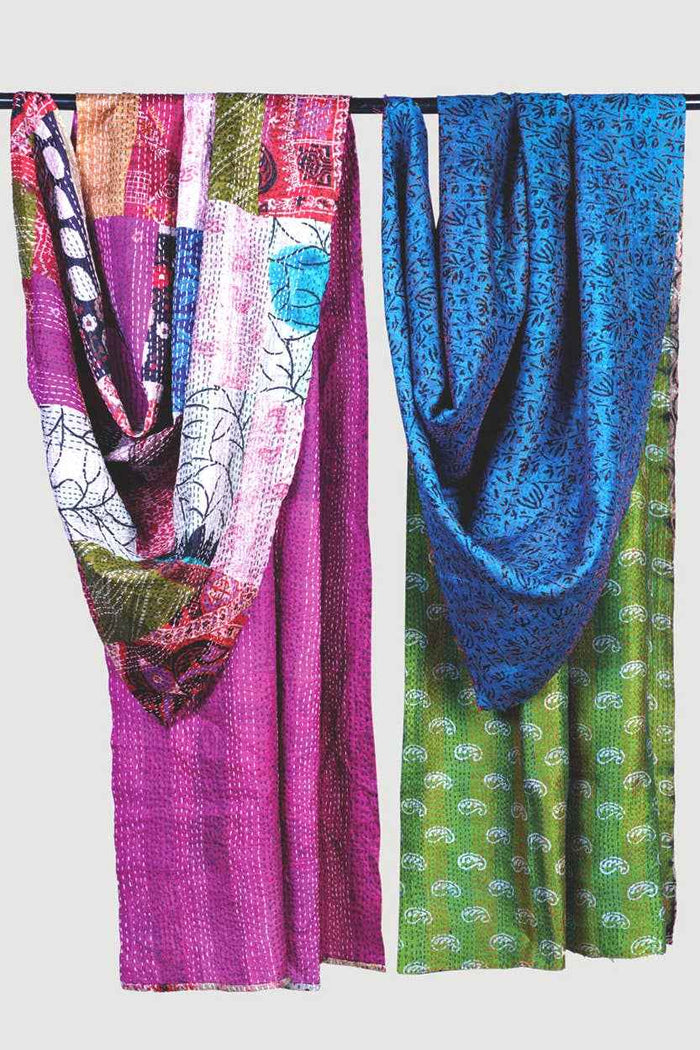 Kantha Silk Sari Patchwork Throws