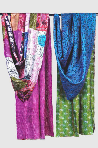 Kantha Silk Sari Patchwork Throws