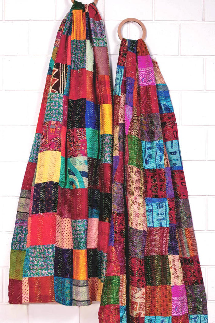 Kantha Silk Sari Patchwork Throws