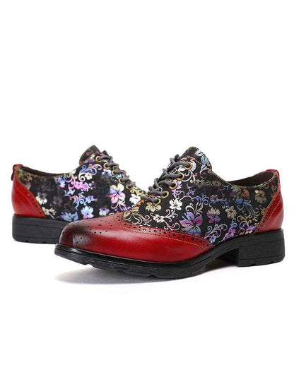 Karter Flower Handmade Brogue Flat Shoes