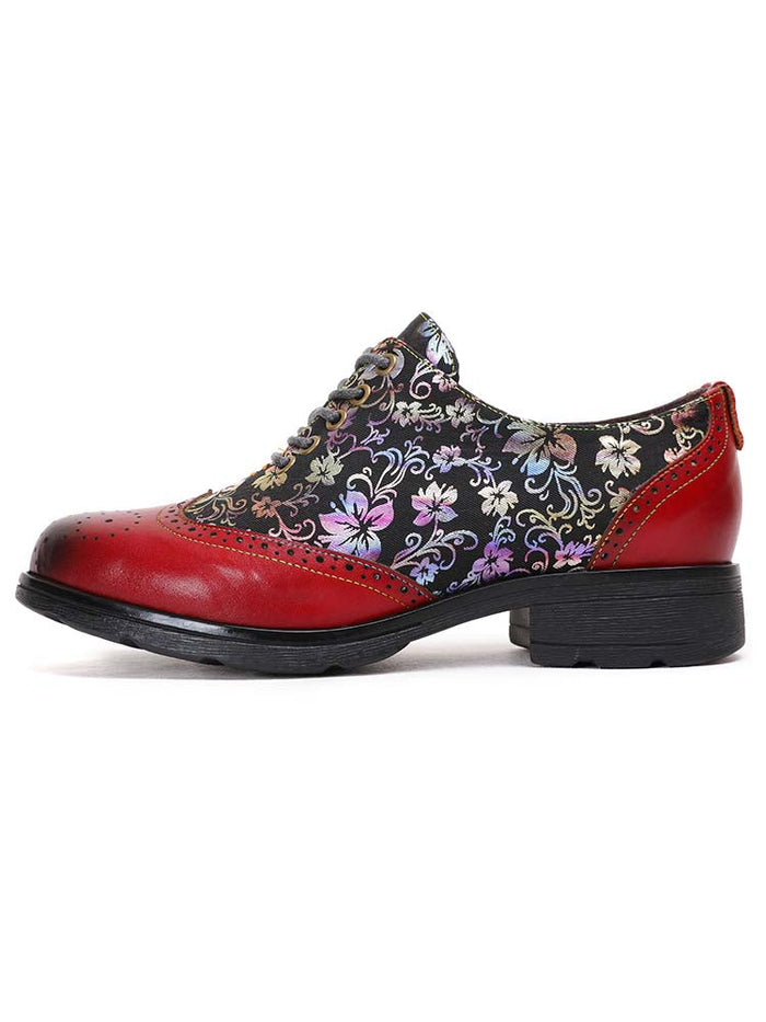Karter Flower Handmade Brogue Flat Shoes