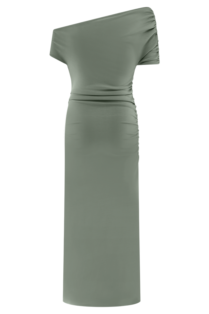 Kendra Scuba Jersey Midi Dress With Hardware - Sage
