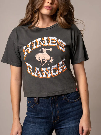 Kimes Ranch Lucky B Bucking Cropped Tee in Pepper