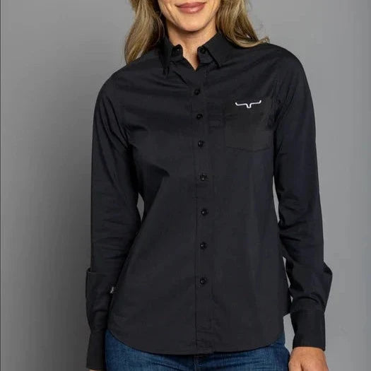 Kimes Ranch Women's Button Down Team Shirt in Black