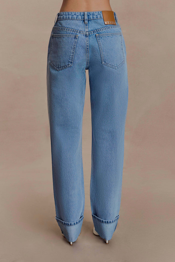 Kirralee Straight Leg Cuffed Jeans - Classic Blue