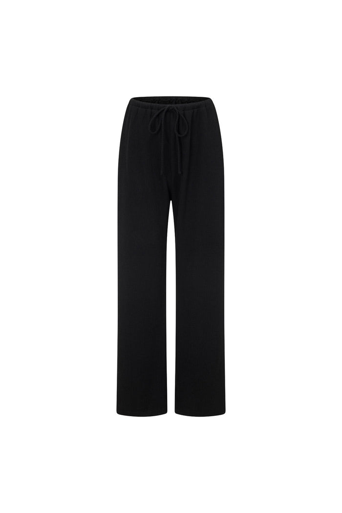 Black Ribbed Knit Wide Leg Lana Pants