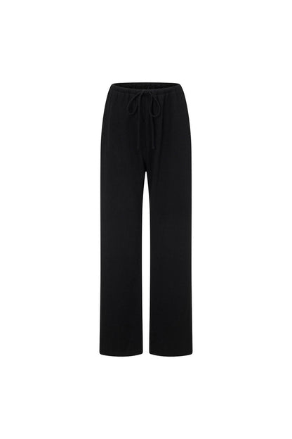 Black Ribbed Knit Wide Leg Lana Pants