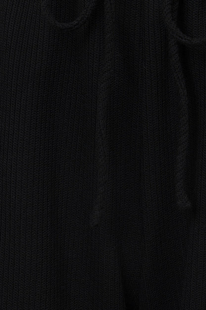 Black Ribbed Knit Wide Leg Lana Pants