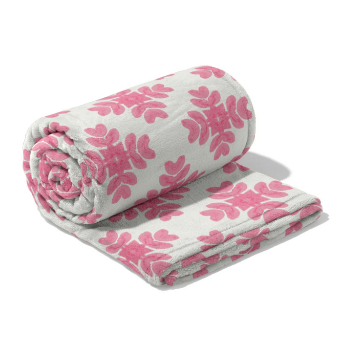 Laura Park Brushstrokes Pink Fleece Blanket Blankets & Throws in at Wrapsody