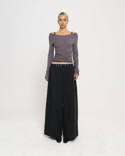 LAYERED LS TOP - Charcoal