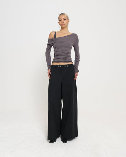LAYERED LS TOP - Charcoal