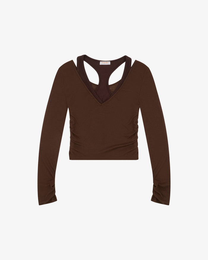 Layered Racer Tank - Milk Chocolate